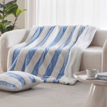 Aris Carved Stripe Faux Fur Throw